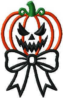 Halloween Scary Pumpkin Ribbon Trick or Treat Digital Embroidery Download