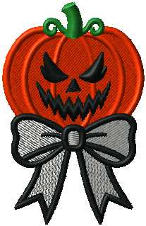 Halloween Scary Pumpkin Ribbon Fill Trick or Treat Digital Embroidery Download