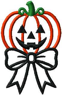 Halloween Pumpkin Ribbon Trick or Treat Digital Embroidery Download