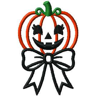 Halloween Cute Pumpkin Ribbon Trick or Treat Machine Embroidery Design | Digital Download