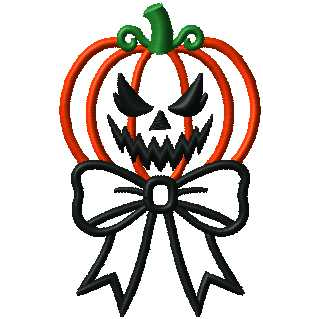 Halloween Scary Pumpkin Ribbon Trick or Treat Machine Embroidery Design | Digital Download
