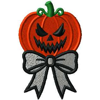 Halloween Scary Pumpkin Ribbon Fill Trick or Treat Machine Embroidery Design | Digital Download