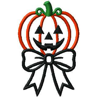 Halloween Pumpkin Ribbon Trick or Treat Machine Embroidery Design | Digital Download