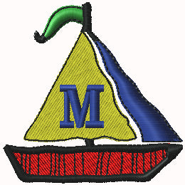 Sailboat Monogram Collection of 27 Designs A-Z Alphabet and Blank Sail Custom Digital Embroidery Designs