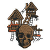 Skull with Tree Houses Machine Embroidery Design | Digital Download