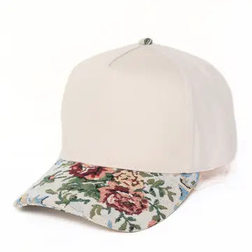 Nantucket Basket Embroidered Cap | Multi-Color Floral Brocade Visor | Coastal Gift