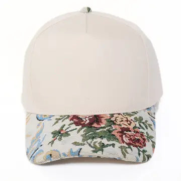 Nantucket Basket Embroidered Cap | Multi-Color Floral Brocade Visor | Coastal Gift