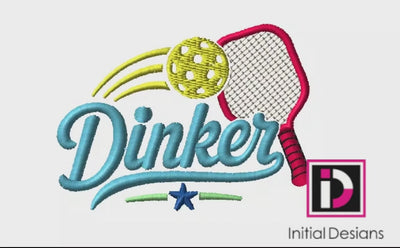 Dinker Pickleball Racquet and Ball Team Sports Design Digital Embroidery Download