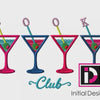 BOOK Club Martini Glasses Machine Embroidery Design | Digital Download
