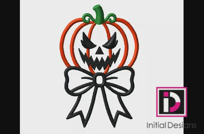 Halloween Scary Pumpkin Ribbon Trick or Treat Digital Embroidery Download