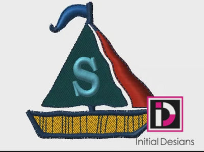 Sailboat Monogram Collection of 27 Designs A-Z Alphabet and Blank Sail Custom Digital Embroidery Designs