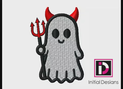 Halloween Devil with Pitchfork Ghost Trick or Treat Digital Embroidery Download