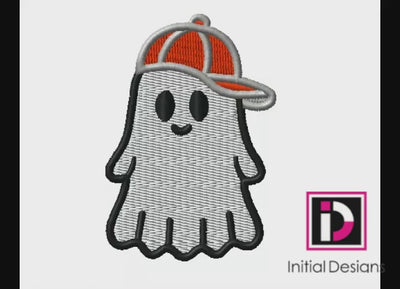 Halloween Ghost with Baseball Cap Trick or Treat Digital Embroidery Download