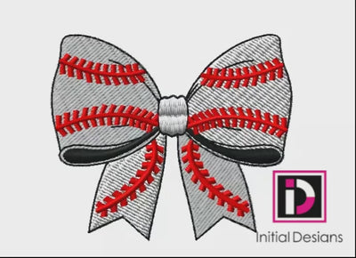 Bow Baseball Design 2.50" x 2.14" Digital Embroidery Design
