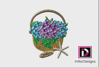 Nantucket Basket with Hydrangeas & Shells