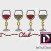 BOOK Club Wine Glasses Machine Embroidery Design | Digital Download