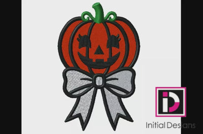 Halloween Cute Pumpkin Ribbon Fill Trick or Treat Digital Embroidery Download