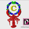 Lobster Wreath Monogram Collection of 27 Designs A-Z Alphabet and Blank Digital Embroidery Designs