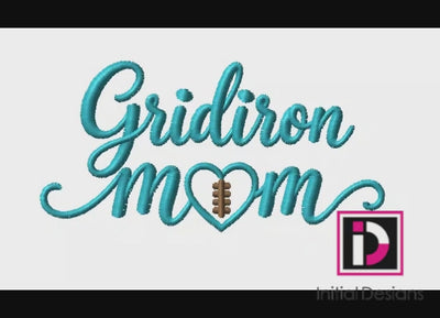 Gridiron Mom Football Design 3.91" x 1.94" Digital Embroidery Design