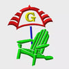 Adirondack Chair Umbrella Monogram Collection of 27 Designs A-Z Alphabet and Blank Digital Embroidery Designs
