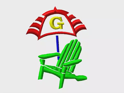 Adirondack Chair Umbrella Monogram Collection of 27 Designs A-Z Alphabet and Blank Digital Embroidery Designs