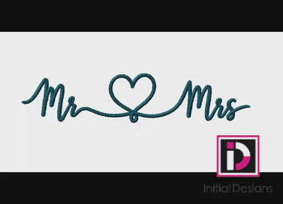 Mr and Mrs Wedding Shower Digital Embroidery Design
