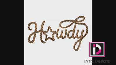 Howdy Rope Script Machine Embroidery Design | Western Digital Download