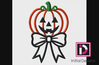 Halloween Pumpkin Ribbon Trick or Treat Digital Embroidery Download