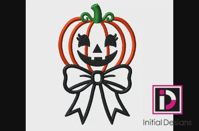 Halloween Cute Pumpkin Ribbon Trick or Treat Digital Embroidery Download